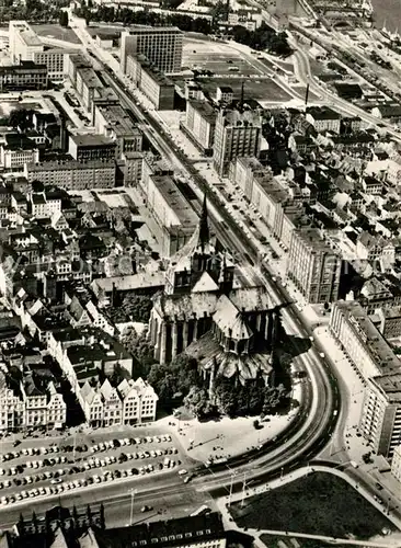 AK / Ansichtskarte Rostock_Mecklenburg Vorpommern Fliegeraufnahme Lange Strasse Kirche Rostock