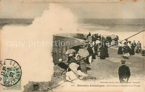 AK / Ansichtskarte Biarritz_Pyrenees_Atlantiques Gros temps au Rocher de la Vierge Biarritz_Pyrenees