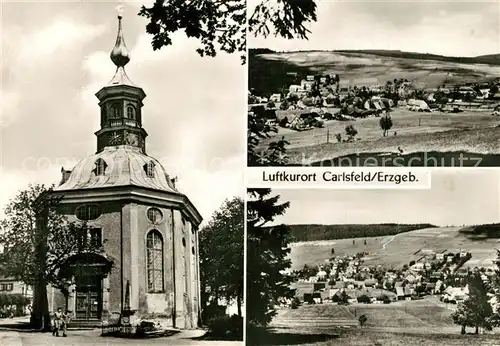 AK / Ansichtskarte Carlsfeld_Erzgebirge Kirche Landschaftspanorama Carlsfeld Erzgebirge