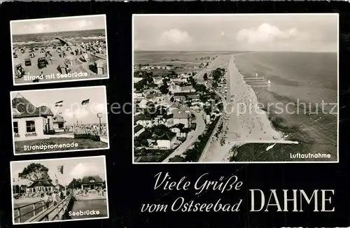 AK / Ansichtskarte Dahme_Ostseebad_Holstein Fliegeraufnahme Strand Seebruecke Promenade  