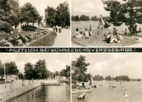 AK / Ansichtskarte Schneeberg_Erzgebirge Partien am Filzteich Promenade Park Schneeberg Erzgebirge