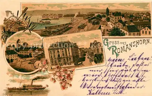 AK / Ansichtskarte Romanshorn_TG Hypo Bank Postgebaeude Kirche Schloss Romanshorn TG