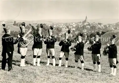 AK / Ansichtskarte Schneeberg_Erzgebirge Schneeberger Bergmusikanten in historischen Trachten Schneeberg Erzgebirge