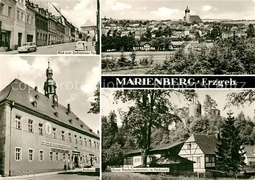AK / Ansichtskarte Marienberg_Erzgebirge Zschopauer Tor Stadtbild mit Kirche Rathaus Ruine Niederlautenstein Pockautal Marienberg Erzgebirge