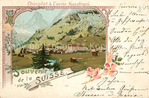 AK / Ansichtskarte Zermatt_VS Panorama Chocolat Cacao Maestrani Zermatt_VS