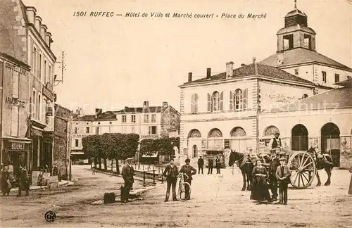 AK / Ansichtskarte Ruffec_Charente  Hotel de Ville Marche couvert Place du Marche Ruffec Charente