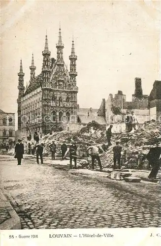 AK / Ansichtskarte Louvain_Flandre Hotel de Ville detruit Ruines Grande Guerre Truemmer 1. Weltkrieg Louvain_Flandre