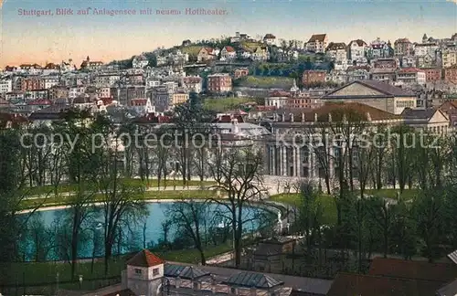 AK / Ansichtskarte Stuttgart Blick auf Anlagensee mit neuem Hoftheater Stuttgart