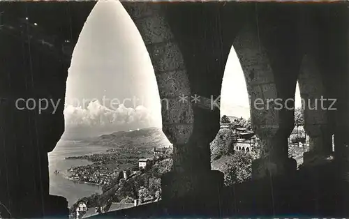 AK / Ansichtskarte Glion Vue sur Montreux depuis la terrasse de l eglise Glion