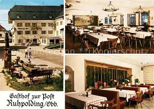 AK / Ansichtskarte Ruhpolding Gasthof zur Post Speisessal Brunnen Ruhpolding