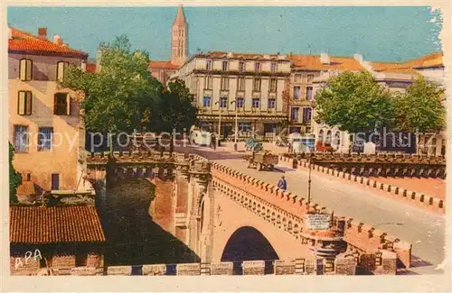 AK / Ansichtskarte Montauban_Tarn et Garonne Pont des Consuls Place du Theatre et Clocher Saint Jacques 