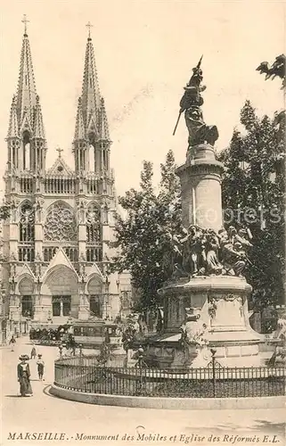 AK / Ansichtskarte Marseille_Bouches du Rhone Monument des Mobiles Eglise des Reformes Marseille