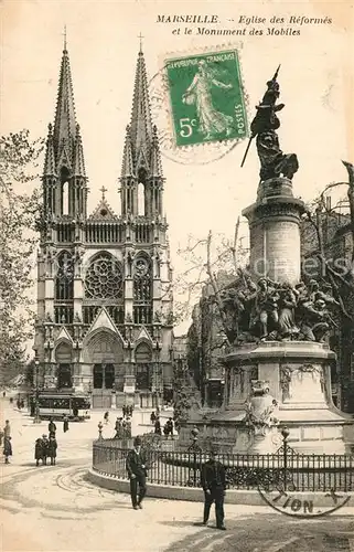 AK / Ansichtskarte Marseille_Bouches du Rhone Eglise des Reformes et Monument des Mobiles Marseille