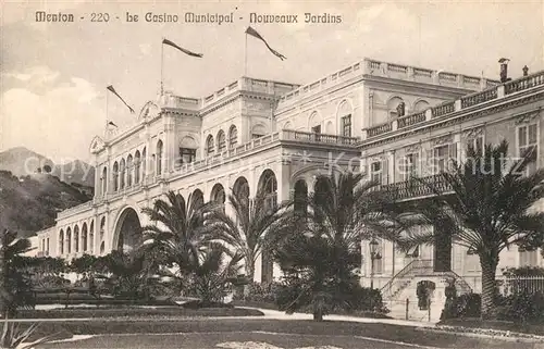 AK / Ansichtskarte Menton_Alpes_Maritimes Casino Municipal nouveaux jardins Menton_Alpes_Maritimes