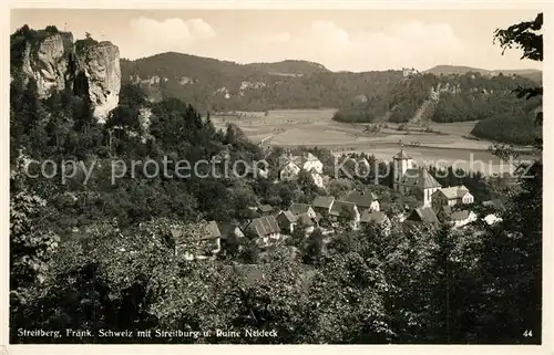 AK / Ansichtskarte Streitberg_Oberfranken Panorama mit Streitburg und Ruine Neideck Streitberg Oberfranken