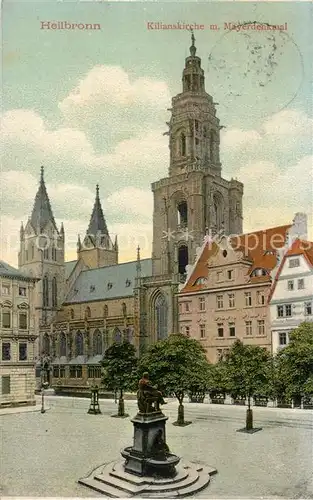 AK / Ansichtskarte Heilbronn_Neckar Kilianskirche mit Mayerdenkmal Heilbronn Neckar