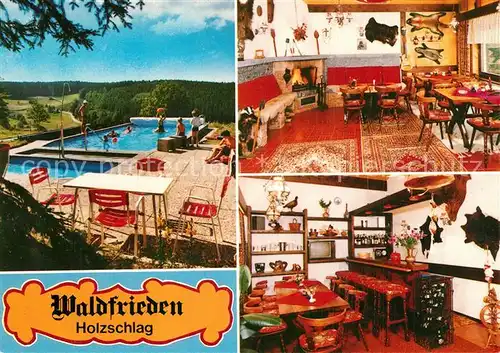 AK / Ansichtskarte Holzschlag_Bonndorf Pension Waldfrieden Schwimmbad Gastraeume Bar Holzschlag_Bonndorf