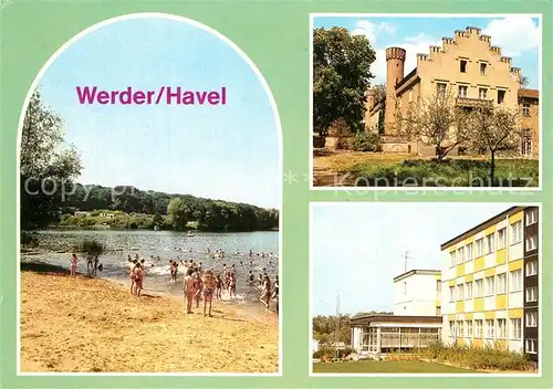 AK / Ansichtskarte Werder_Havel Pionierlager Tschoibalsan Badestrand Glindower See Schloss Petzow Jugendtouristenhotel Werder Havel