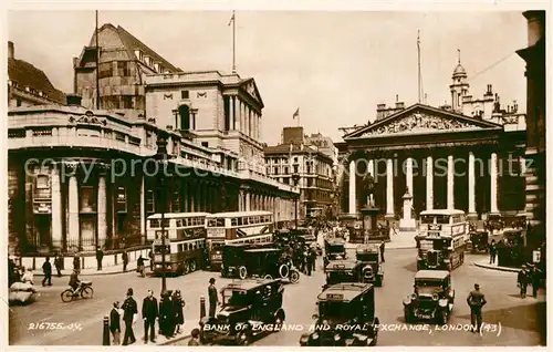 AK / Ansichtskarte London Bank of England and Royal Exchange Traffic Valentines Postcard London