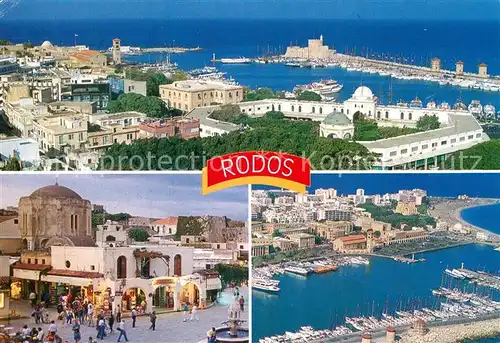 AK / Ansichtskarte Rhodos_Rhodes_aegaeis Panorama Strassenpartie Hafen Rhodos_Rhodes_aegaeis