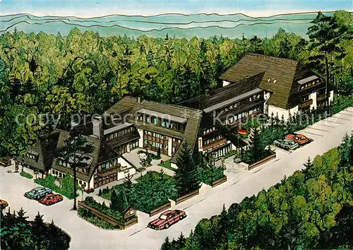 AK / Ansichtskarte Asendorf_Nordheide Hotel Restaurant Zur Heidschnucke aus der Vogelperspektive Illustration Asendorf Nordheide