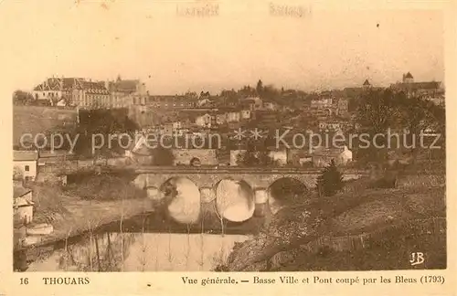 AK / Ansichtskarte Thouars_ Deux Sevres Vue generale Basse Ville et Pont coupe par les Bleus 