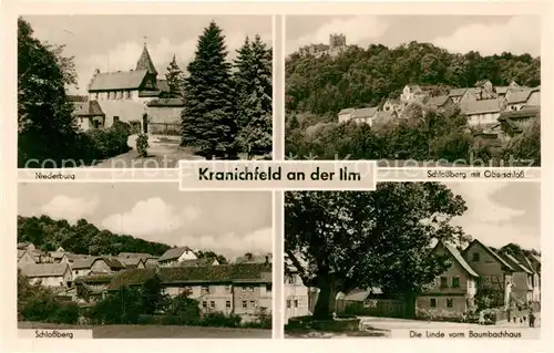AK / Ansichtskarte Kranichfeld Niederburg Schlossberg Oberschloss Linde Baumbachhaus Kranichfeld