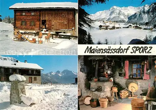 AK / Ansichtskarte Sporz Maiensaessdorf Laedeli Antiquitaeten Winterlandschaft Alpen Sporz