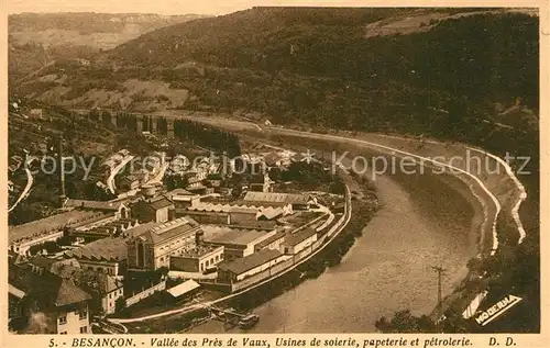 AK / Ansichtskarte Besancon_Doubs Vallee des Pres de Vaux Usines de soierie papeterie et petrolerie Besancon Doubs