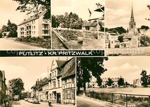 AK / Ansichtskarte Putlitz Meyenburger Strasse Bad Blick vuem Wall Ernst Thaelmann Strasse Jahnstrasse Putlitz