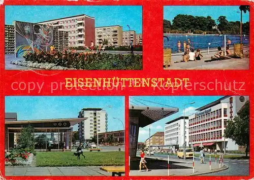 AK / Ansichtskarte Eisenhuettenstadt 6. Wohnkomplex am Froebelring Schwimmbad Leninallee Strasse der Republik Eisenhuettenstadt