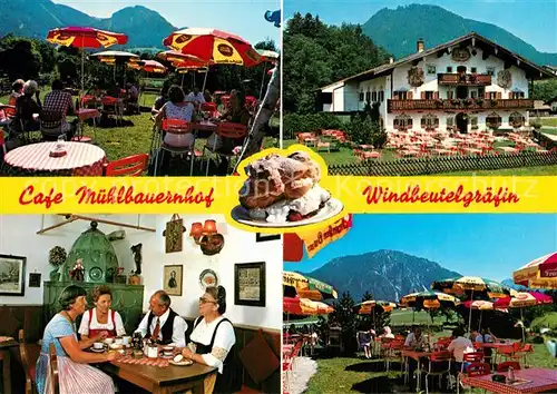 AK / Ansichtskarte Ruhpolding Cafe Muehlenbauernhof Gartenterrasse Windbeutelgraefin Ruhpolding