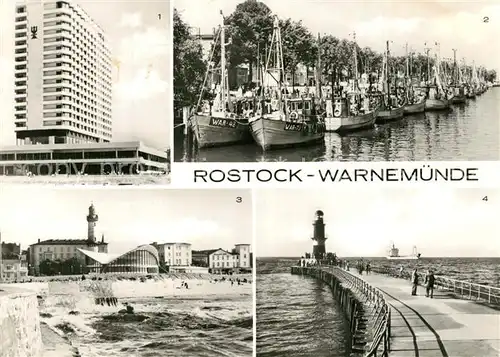 AK / Ansichtskarte Warnemuende_Ostseebad Hotel Neptun Alter Strom Fischkutter Konsumgaststaette Teepott Leuchtturm Mole Warnemuende_Ostseebad