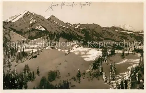 AK / Ansichtskarte Immenstadt_Allgaeu Panorama Blick vom Immenstaedter Horn auf Kemptener Naturfreundehaus Gschwenderhorn Allgaeuer Alpen Immenstadt_Allgaeu