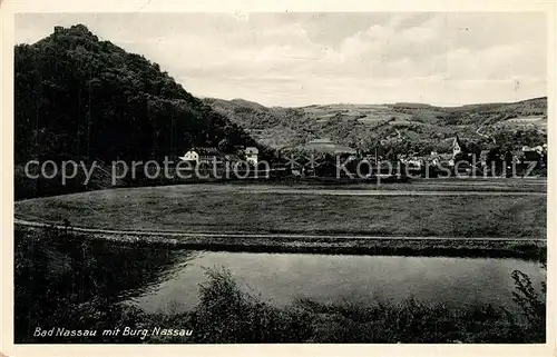 AK / Ansichtskarte Bad_Nassau Partie am Fluss mit Blick zur Burg Bad_Nassau