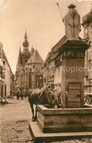 AK / Ansichtskarte Alt_St_Wendel Blick auf den Dom am Wendelinusbrunnen Pferdetraenke Alt_St_Wendel