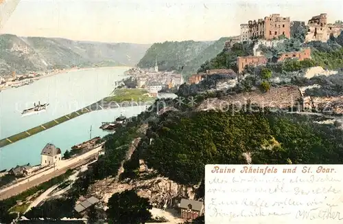 AK / Ansichtskarte St_Goar Burgruine Rheinfels Panorama Blick auf den Rhein St_Goar