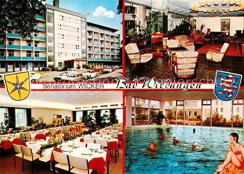 AK / Ansichtskarte Bad_Wildungen Sanatorium Wicker Restaurant Hallenbad Bad_Wildungen