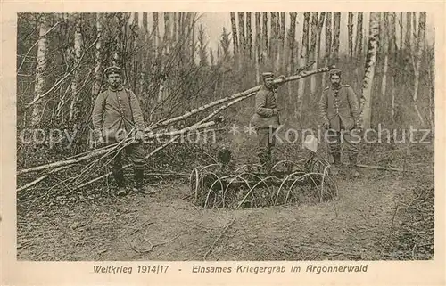 AK / Ansichtskarte Argonnerwald_Kriegsschauplatz Einsames Kriegergrab WK1 Argonnerwald