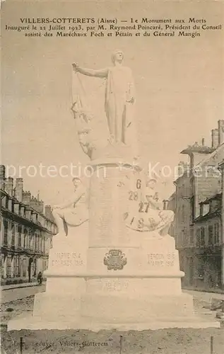 AK / Ansichtskarte Villers Cotterets Monument aux Morts Villers Cotterets