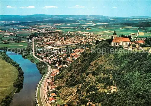 AK / Ansichtskarte Bogenberg_Niederbayern Panorama Donautal Wallfahrtskirche Bogenberg Fliegeraufnahme Bogenberg Niederbayern