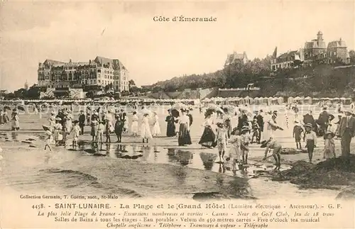 AK / Ansichtskarte Saint Lunaire La Plage et le Grand Hotel Saint Lunaire