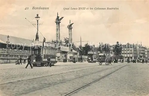 AK / Ansichtskarte Bordeaux Quai Louis XVIII Colonnes Rostrales Bordeaux