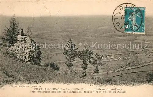 AK / Ansichtskarte Chateau Chinon_Campagne la vieille Tour du Chateau Vue splendide sur les Montagnes du Morvan et Vallee du Bazois Chateau Chinon Campagne