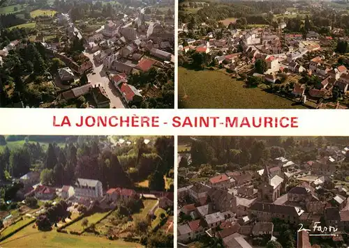 AK / Ansichtskarte La_Jonchere Saint Maurice Vue aerienne sur la bourg et larriere pays en bas Clinique Saint Maurice et le parc gros plan sur le bourg et l eglise La_Jonchere Saint Maurice