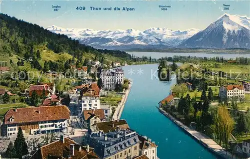 AK / Ansichtskarte Thun_BE Panorama Alpen Thun_BE