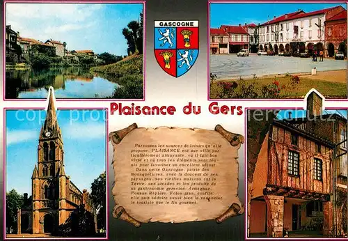 AK / Ansichtskarte Plaisance_Gers Place de l Eglise Eglise Vieille maison Plaisance_Gers