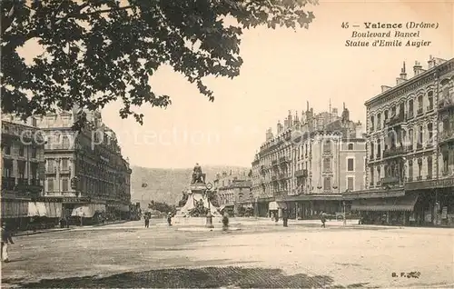 AK / Ansichtskarte Valence_Drome Boulevard Bancel Statue Emile Augier Valence_Drome