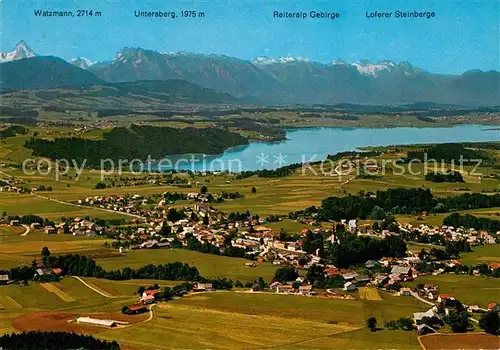 AK / Ansichtskarte Neumarkt_Wallersee Fliegeraufnahme mit Watzmann Untersberg Reiteralp und Loferer Steinberge Neumarkt_Wallersee