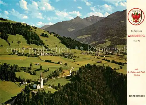 AK / Ansichtskarte Weerberg Fliegeraufnahme mit St Peter und Paul Kirche Neue Pfarrkirche Maria Empfaengnis und Rote Wand Weerberg